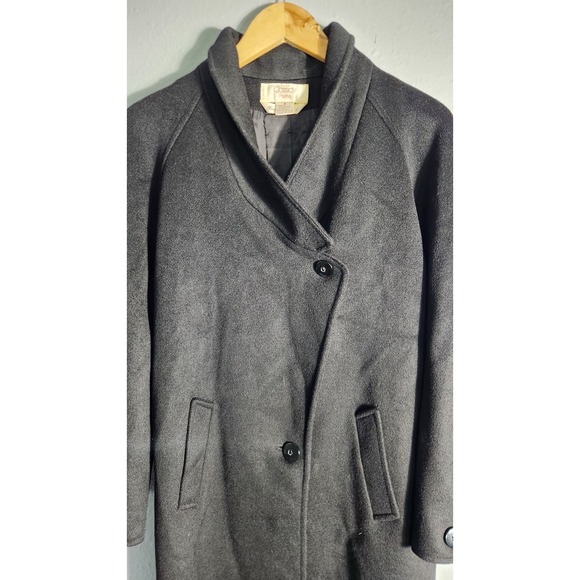 Vintage Cassidy Petite Hand-Tailored Women's 100% Wool Trench Coat Size 2 Black - Picture 3 of 9